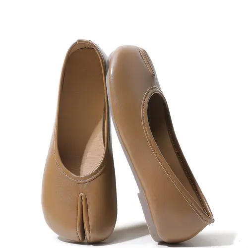 Early Spring Elegant Single Shoes, Women Trendy Pig Foot Toe Separated Slip-On, Soft Sole Low Heel Loafer, Comfortable Lazy Flat Shoe Footwear Soft Sole Flats, Soft Soled Shoes
