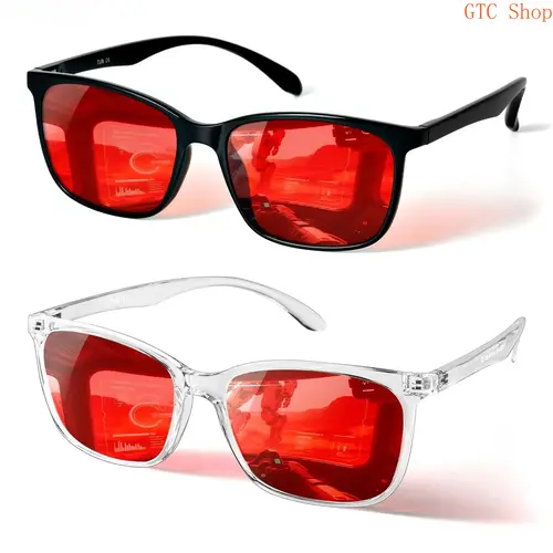 Unisex Blue Light Glasses - 99.9% Blue-Green Light Blocking, Dual AR Coatings, Lightweight TR90 Square Frame, Sleep Aid Red Lens, Anti-Eyestrain Sports Eyewear for Computer Gaming Nerd Style, Daily Protection