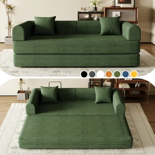 Sofa Bed 79/59/53/32 “ Foldable Deep-Seat Plush Modular boneless Sofa Single Seat No Assembly Required Suitable for Living room/Bedroom/Apartment 03GR