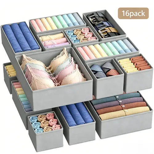 Multi-purpose storage box 16 pieces drawer storage suitable for wardrobe supplies underwear socks space saving design thick fabric safety tiktokshopspringglowup Closet Organizer Tower,memorial day sale summerwins