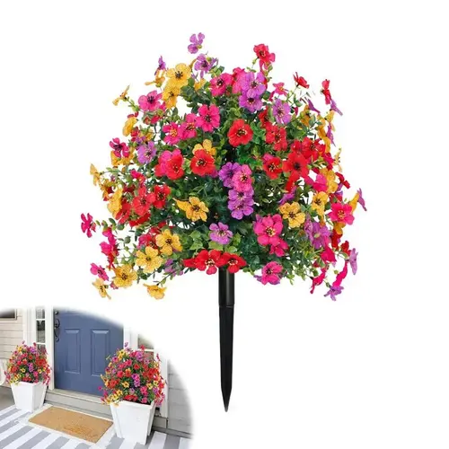 Lifelike Artificial Violet Rose Bushes, UV Resistant & Waterproof Outdoor Faux Flowers, Low Maintenance Garden Porch Patio Decor, No Watering Required All Year Round summerwins,deals for you,restock