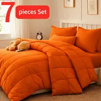 7pcs Comforter Sets Queen Size Available in 18 colors, 1 Comforter + 4 PillowCases + 1 Flat Sheet + 1 Fitted Sheet, Double-Sided Cold Tech Fabric, All-Season Comforter-Soft Breathable Quilt for Hot Sleepers & Night Sweats-Bedroom & Camping  #Summervibes