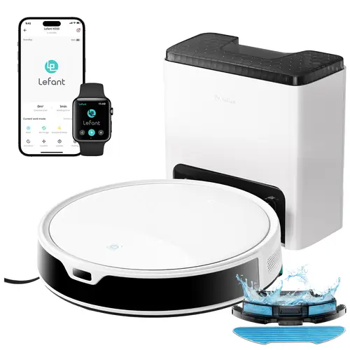 Lefant M350 Self-Emptying Robot Vacuum and Mop Combo, 6000Pa Suction, Smart Obstacle Avoidance, Up to 40 Days of Dust Collection, 150-Min Runtime