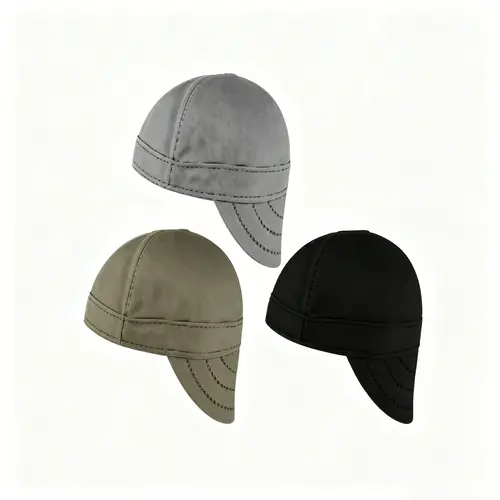 Cross-border Casual Breathable Pure Cotton Cycling Pirate Hat Heat Insulation Dustproof Anti-spatter Welding Safety Headgear for Versatile Use in Gray, Olive, Black