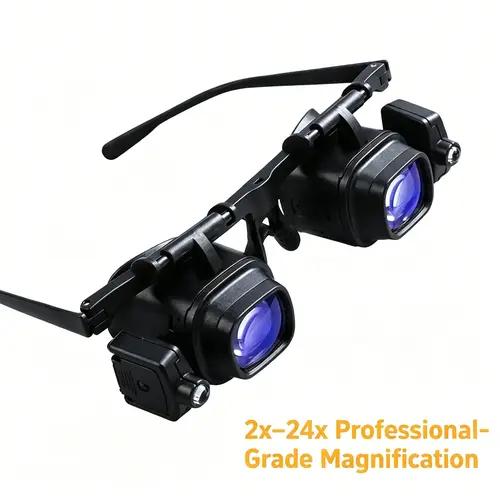 Hands-Free Head Mount Magnifier with 2x-24x LED Magnifying Lens, Portable Tool for Hobbyist Watch Repair and Electronic Component Soldering