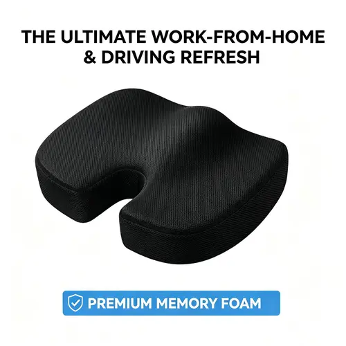 Kambuta Coccyx Seat Cushion (Choose Style: Soothing Cooling Gel or 17.7"x13.8"x2.8" All-Season Memory Foam), Orthopedic U-Shaped Ergonomic Pillow for Sciatica & Tailbone Pain Relief, Non-Slip, Machine Washable Cover (Car & Office Use)