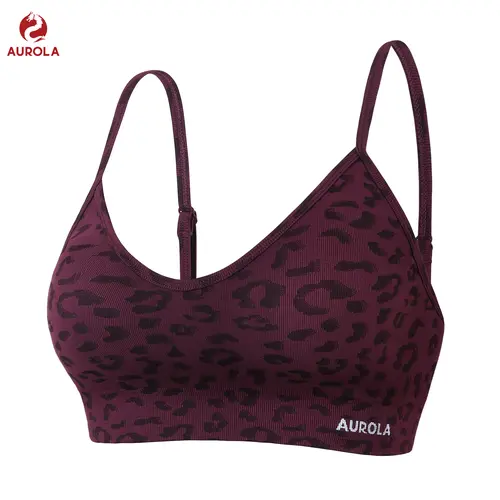 AUROLA Leopard Sports Bras for Women,Backless Padded Strappy Seamless Workout Gym Yoga Active Tops