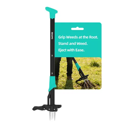 Garvee Ergonomic Stand Up Weed Puller with 4-Claw Steel Head - 40 Inch Long Handle Manual Weeder for No-Bend Root Removal - Easy Release Garden Tool for Lawn & Flower Beds