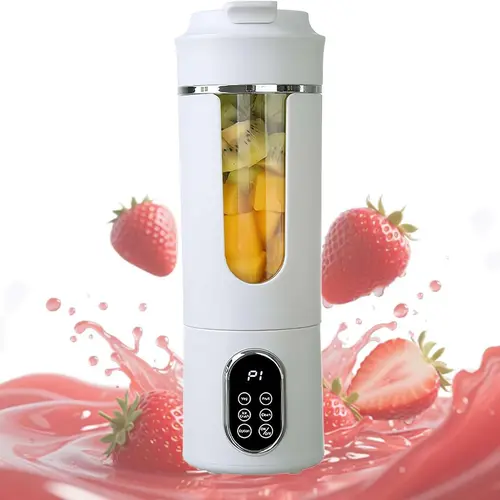530ML 490g Personal Portable Blender Smoothie Maker - USB Rechargeable Juicer, Citrus Juicer, 4 Gears, 22000 RPM, Self-Cleaning, BPA-Free, Auto Stop, Digital Display, 2-in-1 Lightweight Compact White Kitchen Appliance