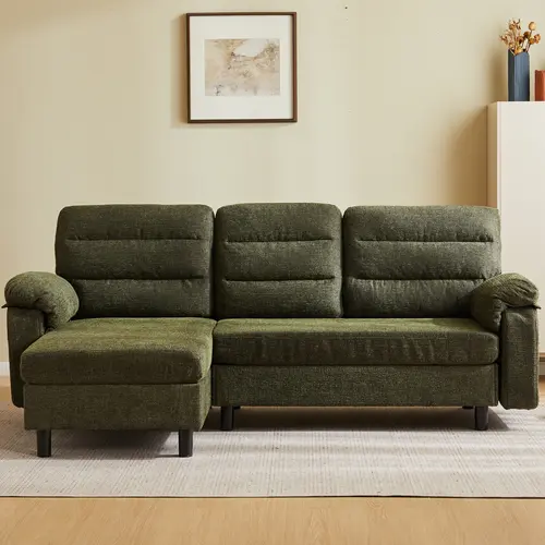 Sweetcrispy Tufted Reclining Cloud Couch, 227 cm Modular Sectional Couch for Living Room with Extra-Deep Seat, High Cushions, Low Profile, 120 cm Ottoman - Swap Chaise or Split into Loveseats, Sectional Couches For Living Room