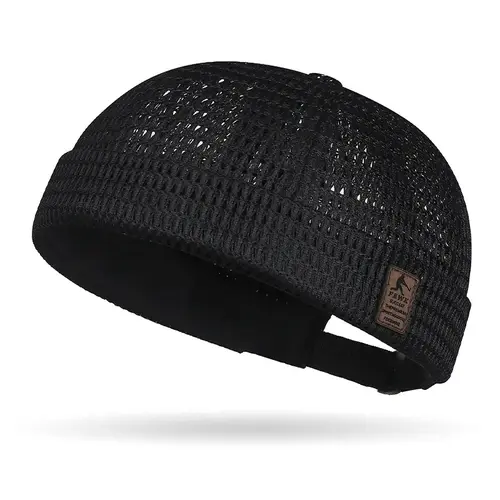 Men's Structured Breathable Shaped Mesh Brimless Beanie - Adjustable Detachable Docker Cap for Daily Outdoor Use, Non-Collapsible Men's Accessories for Adults with Ventilation Design