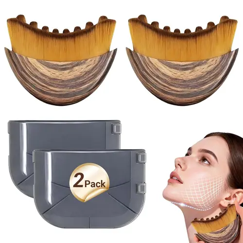 2PCS Lymphatic Drainage Massager Face Brush, Lymphatic Contour Face Brush to Sculpt Jawline & Reduce Puffiness Double Chin Reducer, Improves Skin Glow & Absorption, Ergonomic Precise Fit, 2 Pack