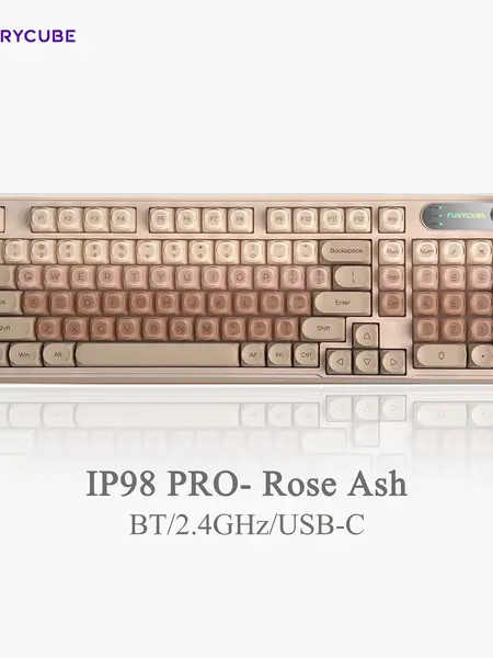 【NEW】FURYCUBE IP98 Foudation Office Keyboard, 98 keys with Knob Wired/Wireless Cute Classic Keyboard with Number Pad, Custom Mechanical Feel Keyboard, RGB Backlit Work/Office/Gaming Silent Keyboard, Quiet Typing, Dealsforyou, budget gift