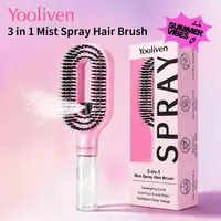 Yooliven 3-in-1 Mist Spray Hair Brush - Anti-Frizz Ionic Detangling Comb with Refillable 55ml Water Tank, Dual Bristle Design with Massage Tips for Dry, Curly & Thick Hair, Effortlessly untangle knotted hair