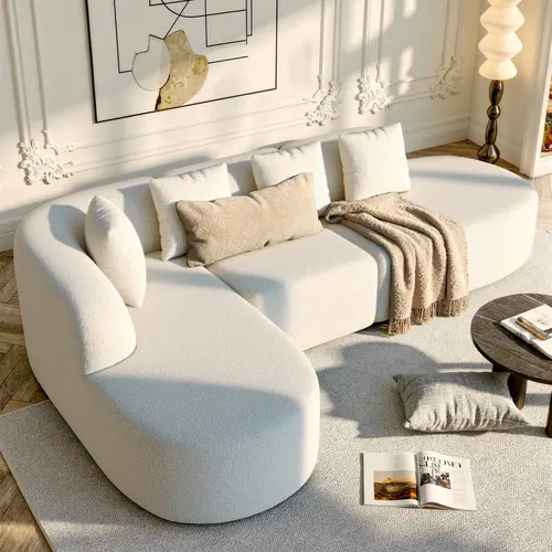 114 Inch Boneless Couches for Living Room,Modern Modular Sectional Sofa with Chaise,L-Shape Cloud Sectional Couch,No Assembly Required,Beige