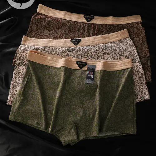 Biweier Women's Vintage Floral Print Cotton Boyshorts Panties, Elegant Slim-Fit, Soft Comfortable, Fashionable Underwear, Ideal for Casual Sports, Valentine's Gift