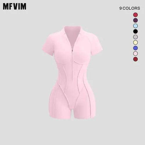 MFVIM Women’s Four-Season Yoga Athletic Set – Fitness One-Piece with Stand Collar and Zipper, for Home Training and Butt-Lifting Yoga,travel essentials,camping essentials