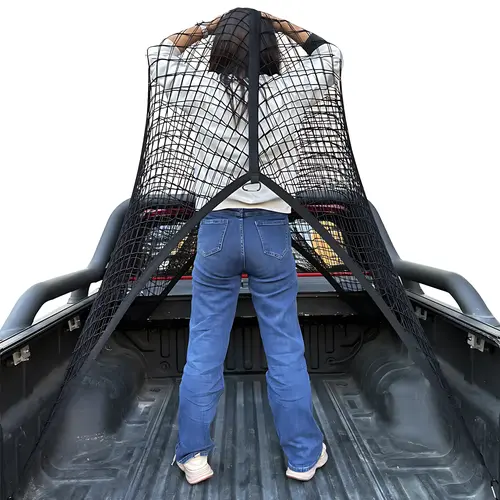 Truck Accessories Cargo Net for Pickup Bed – Heavy Duty Stretch Mesh Net Cover, Secure Truck Stuff & Tools, Car Essentials for Travel Hauling simple