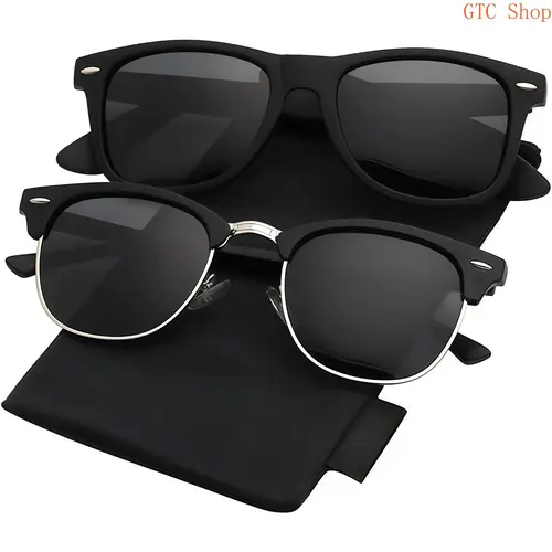 Unisex Semi-Rimless Polarized Sunglasses for Men & Women, UV Blocking Protective Driving Shades, Trendy Lightweight Fashion Eyewear Ideal for Beach Travel, Outdoor Activities & Daily Casual Wear summerwins