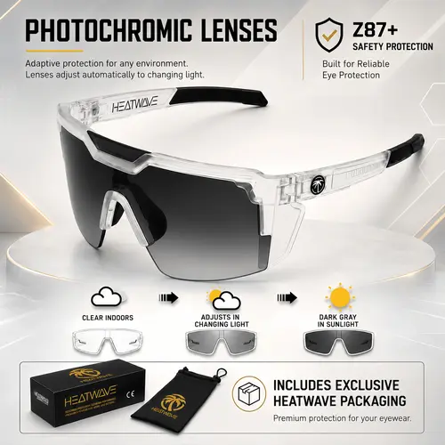 New High-Quality Photochromic Sunglasses (Only C2 is the photochromic version!) — Square Single-Lens Design, Unisex Cycling Shades, UV400 Protection, Z87+ Certified
