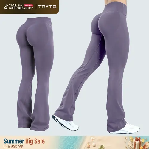 [REGULAR LENGTH] TRYTO IMPACT Flares Butt Bottoms Gymwear Workout Gym Women Butt Lifting Pants Sportswear Sports Slim Fit Tummy Control Yoga