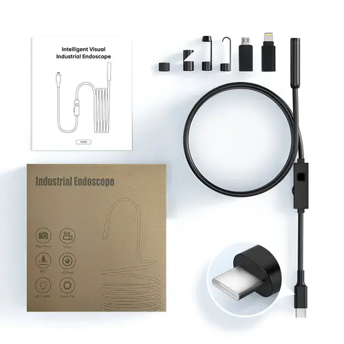 HD 1920P Borescope Endoscope Camera, IP67 Waterproof Inspection Camera with 8 Adjustable LED Lights, 16.4ft Semi-Rigid Snake Cord for Car Maintenance, Sewer Pipe, Wall & Electrical Inspection, Great Gift for Handyman Father Husband
