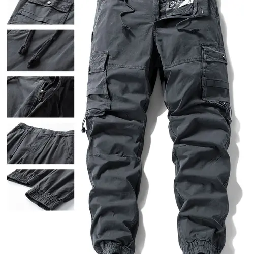 Men’s Cargo Pants - Men's Wear Autumn Long Trousers with Multi-Pocket Design, Drawstring Cuffs, Comfortable Trendy Casual Fit, Fashion Style, Multi-Purpose Use, Fashion Men's Pants,clothes for back to school,first day of school outfits