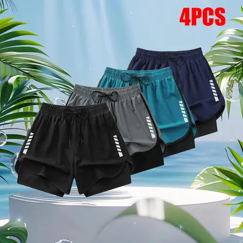 Women’s sports shorts, 4-pack — lightweight for summer, double-layer quick-dry underwear shorts with built-in lining