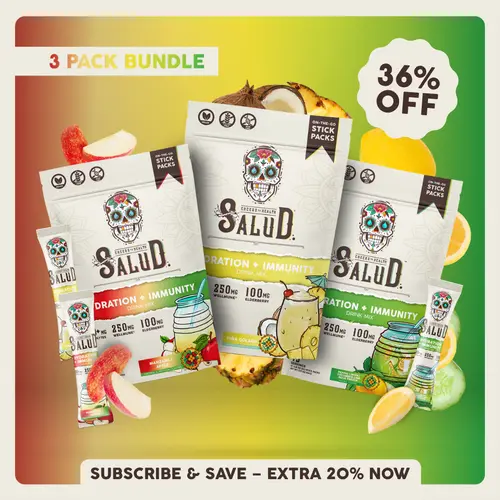 Salud 2-in-1 [Summer Vibes Trio] Agua Fresca Drink Mix, Hydration + Immunity, Electrolytes Powder, Agua Fresca Drink Mix, Elderberry, Dairy & Soy Free, Non-GMO, Gluten Free, Vegan, Low Calorie, 1g Sugar (3-Pack, 45 Servings)