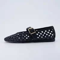 Cushionaire Wit Hand Woven Flats For Women | Mary Jane Ballet Flats With Adjustable Braided Buckle Strap | Classic Woven Flat Design For Everyday Casual Outfits