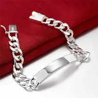 925 Fine Silver-Plated Cuban Link Bracelet, 10MM Width, 8in No-Tarnish Cuban Chain Bracelet for Daily Wear, Bracelets, Classic Link