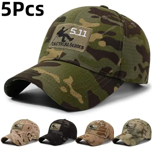 5Pcs Men's Mixed Style Cotton Baseball Cap - Duck Tongue Sports Outdoor Hat, Casual Camo Trendy Headwear for Hiking Travel, Duck Tongue Cap, Mens Hats