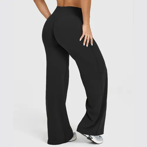 Women's High Waist Butt Lifting Wide Leg Yoga Pants - Full Length, No Front Seam, Tummy Control Activewear for Yoga, Athleisure Bottoms, Fitness Bottoms, Gym Wear