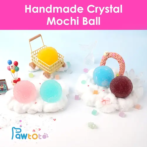 Pawtoto Crystal Mochi Decompression Toy - Squishy Fidget, Cute Squishies, Sensory Squeeze, Squeeze Stress Toy for Anxiety Relief, Ideal for ADHD Users