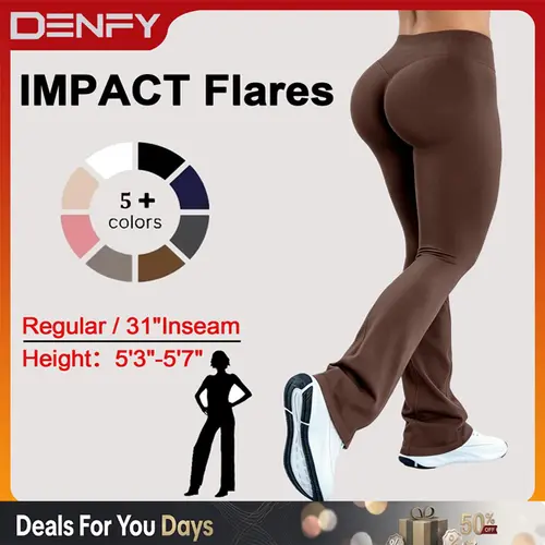 [REGULAR LENGTH] DENFY IMPACT Flares Butt Bottoms Gymwear Workout Gym Women Butt Lifting Pants Sportswear Sports Slim Fit Tummy Control Yoga