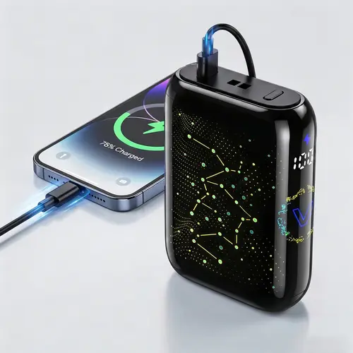 5000mAh Mini Lithium-Ion Portable Charger - 22.5W Fast Charging Mobile Power Bank, USB-C Port, LED Neon Lighting Indicators, Starry Sky Design, Cool Gadgets, Unique Gifts for Man, Devices Accessory (5000-10000mAh Range)