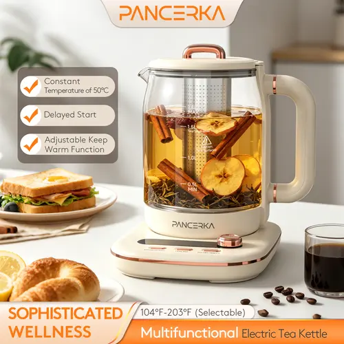 PANCERKA 10-in-1 Multi-Use Temperature Controlled Electric Kettle, 1.8L, Digital HD Temp Display, Precise Dial Control, Built-in Tea Strainer, 48-Hour Keep-Warm, Delayed-Start, Ideal for Simmering, Coffee Making, Tea Brewing