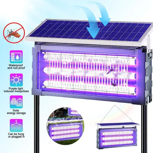【Summerfinds】Solar Mosquito Killer Lamp Outdoor – 20W High-Power Waterproof Insect Zapper with 3 Tubes, Dual Charging, 6000mAh Battery for Garden, Yard, Farm, Patio,summerwins