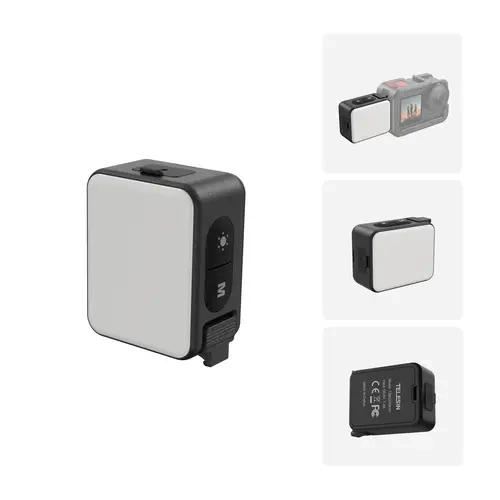 TELESIN Mini LED Vlogging Light Magnetic Video Fill Light for DJI Osmo Action 6 5 Pro 4 3, GoPro 13 12 11, Camera Cage Accessories, Photography Lighting for Content Creators