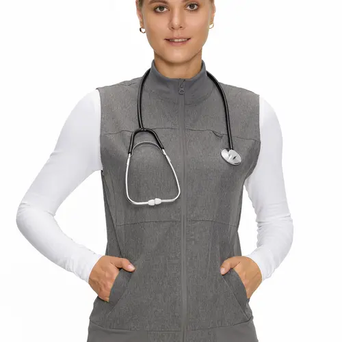 COZYSCRUBS Women's Fitted Scrubs Vest, Comfort Fit Stretch Workwear Uniform with 3 Pockets for Nurse Style & Clinical Uniform Healthcare Professionals