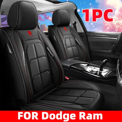 1PC Single PU Leather Fully Wrapped Front Row Car Seat Cover for Dodge Ram - Airbag Safe, Waterproof, Wear-Resistant, Scratch-Resistant, Year-Round, Snug Fit, Durable Seat Covers for Cars