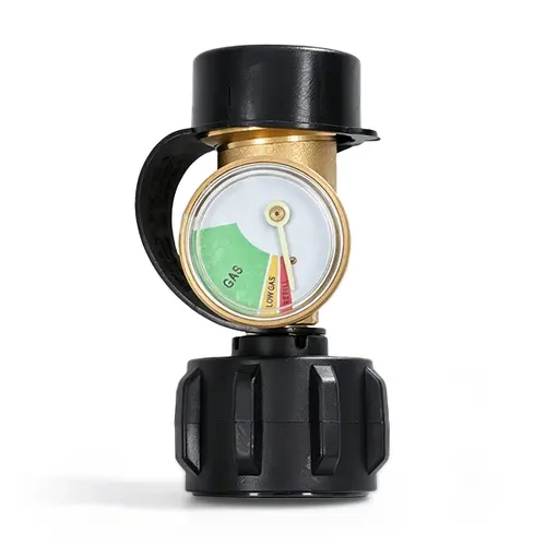 findmall Brass Propane Tank Pressure Gauge with QCC1-Type1 Adapter, Color-Coded Dial, 5-100lb Residual Amount Indicator, Handwheel Tighten, Easy to Install for Accurate Monitoring of Grills, Camping Stoves (1PC)
