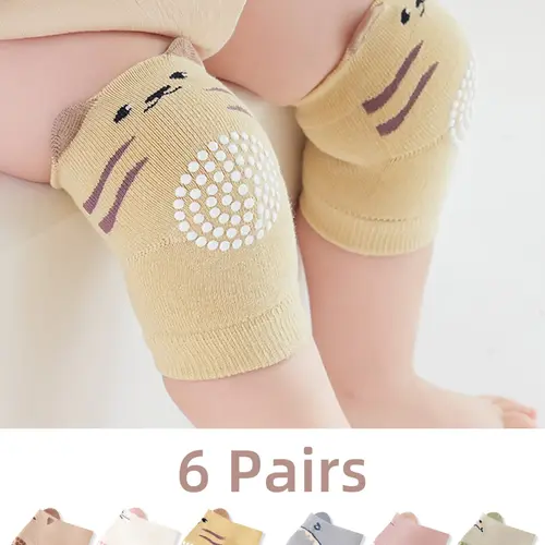 6 pairs, baby knee pads, simple solid-color basic style, non-slip, moderate thickness, suitable for all seasons, unisex, Newborn