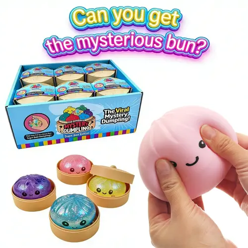 Glitter Series Expressive Big Dumpling Squishy Blind Box, Mysecret Bun Fidget Toy, Soft TPR, Stress Relief, Unboxing Surprise, Random Rare Style. Ideal for Graduation, Valentine’s Day & Easter, great for students and kids to exchange gifts. Summervibes