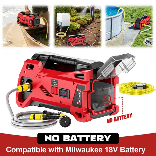 Cordless Water Transfer Pump 9.6GPM Compatible with Milwaukee/DeWalt Battery【NO BATTERY!!】, Powered Pond Pumps, Portable Self-Priming for RV, Tank, Pool Draining, Garden Watering toolupgrade