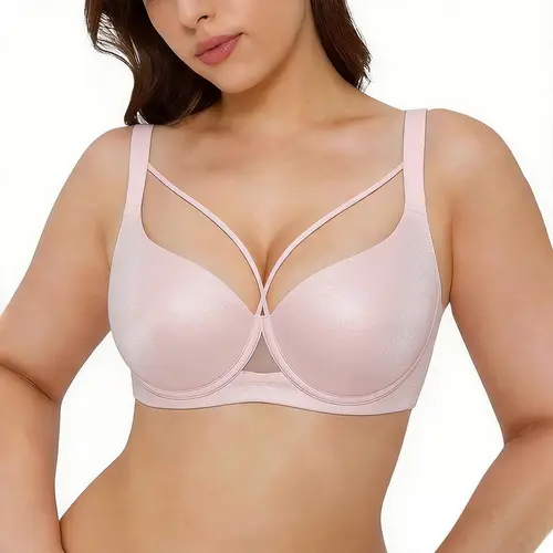 WMBras Women Shimmer Diamond Pink Seamless Wireless Bras Full Coverage Push Up Soft Underwire Comfortable 3/4 Cup Padded Everyday Tshirt Bra Womenswear