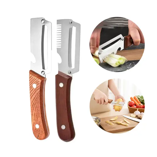 Premium-Grade Fruit & Vegetable Peeler |   Sharp Stainless Steel Blade, Ergonomic Wooden Handle + Built-in Bottle Opener – Ideal for Daily Kitchen Use (Potatoes, Apples, Pumpkins & More)
