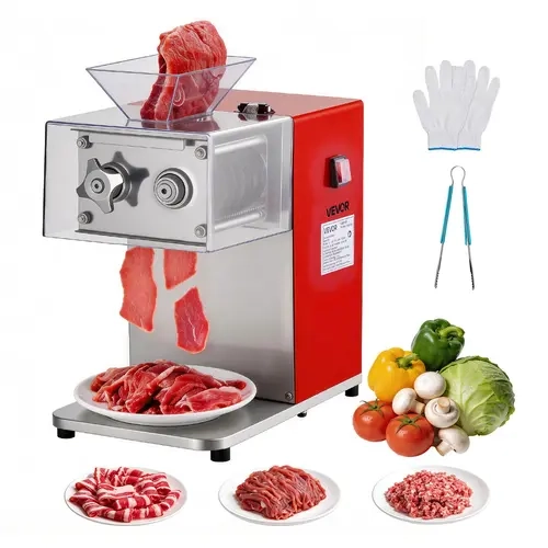 【Fallpicks】VEVOR Meat Cutter Machine, 850W Commercial Electric Slicer, 3.5mm Heavy-Duty Stainless Steel Blade Shredder, Lightweight Stable Nonslip Base, 1-Touch Off/On, Easy Maintenance for Boneless Meat, Soft Vegetables (Home Meal Prep, Kitchen Use)