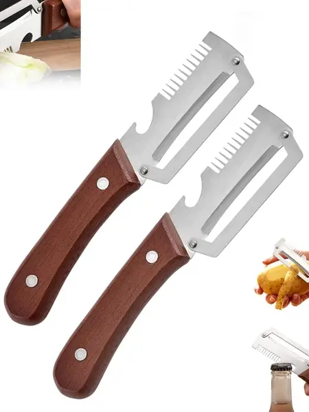 Multi-Functional Vegetable Peeler for Kitchen,Stainless Steel Peeler with Wooden Handle and Bottle Opener,Kitchen Tool for Apple Fruit Veggie Pumpkin,Gifts for Mom#SummerWins #DealsForYouDays