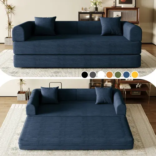 Sofa Bed 79/59/53/32 “ Foldable Deep-Seat Plush Modular boneless Sofa Single Seat No Assembly Required Suitable for Living room/Bedroom/Apartment 03BL